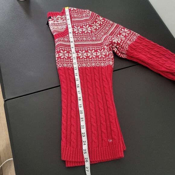 Tommy Hilfiger Womens Fair Isle Cable Knit Sweater Size XL Red Nordic Preppy - Picture 7 of 7